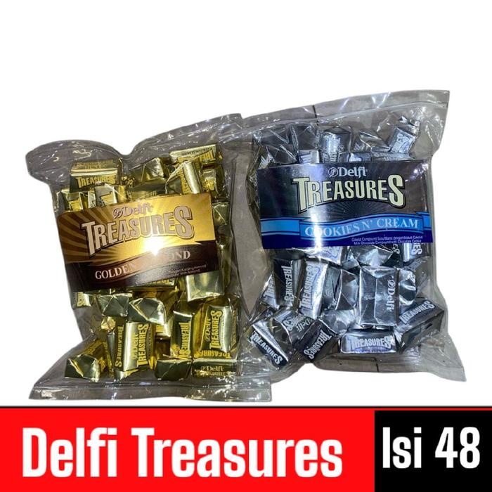 

Delfi Treasures almond/cookies & cream isi 48 pcs Chocolate Cokelat Camilan Food Coklat Manis Snack