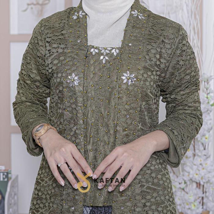 Kcj - Kebaya Kutubaru Puspa Kombinasi Tile Dan Brokat Mewah Daily Best Quality
