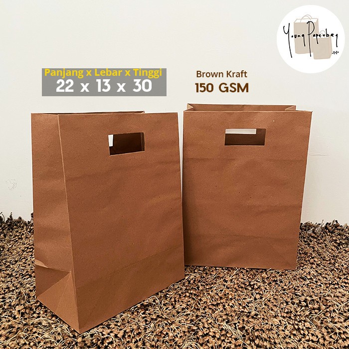 [BestSeller] Paper Bag Takeaway Bag Kraft Coklat Polos Uk. 22x13x30 (tanpa tali)