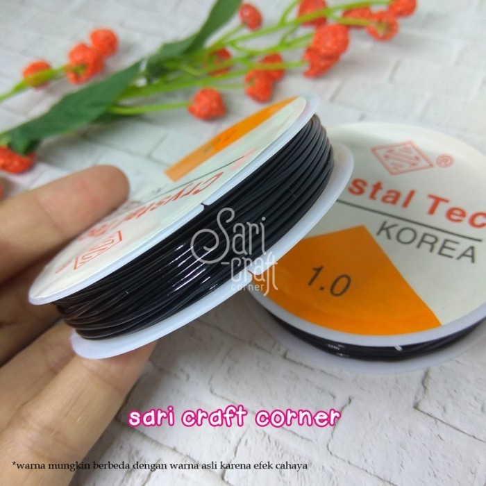 (BestSeller) Senar Karet Crystal Tec Korea Hitam 1.0 Benang Tali Kenur Senar Karet