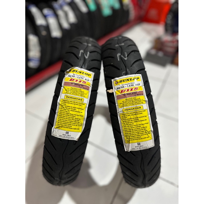 SEPASANG / SATUAN BAN MOTOR MATIC DUNLOP D115 RING 14 DEPAN BELAKANG SEPASANG TUBLES MIO BEAT VARIO