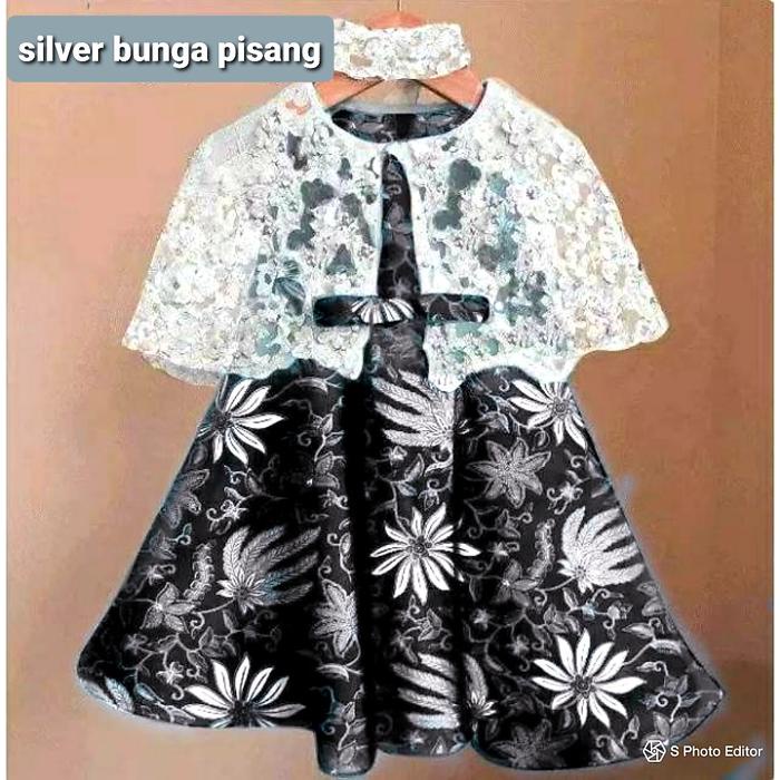 Baju Anak Perempuan Free Bando Dress Anak Brukat Batik Umur 1-7 Tahun Gaun Pesta Brokat Modern Polos