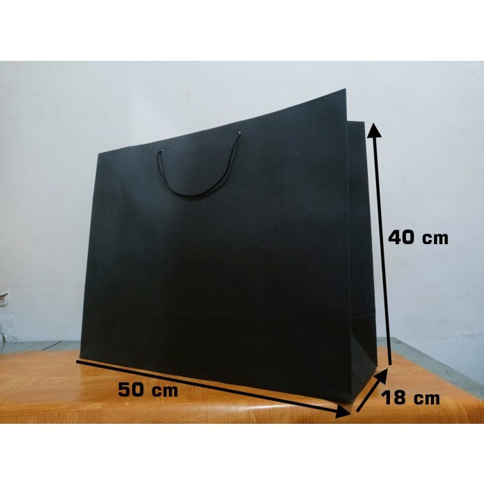 (BestSeller) Paper Bag Jemani - (Hitam Polos) (ukuran: 50 x 18 x 40 )
