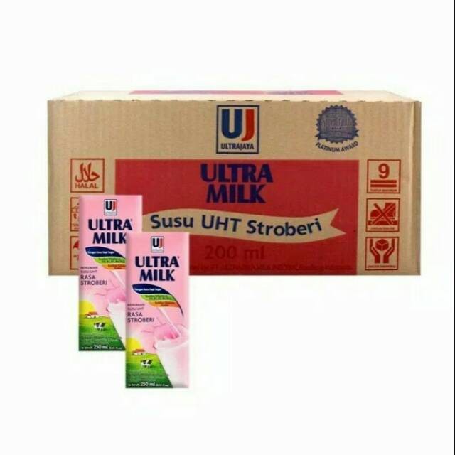 

(BestSeller) Susu ultra strawberry 200ml isi 24 pcs 1 karton
