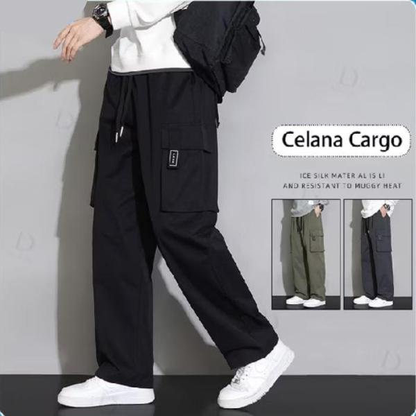 Celana Cargo Panjang Cargo Longgar Cargo Loose Pants Pria Wanita joker Carpenter straight baggy