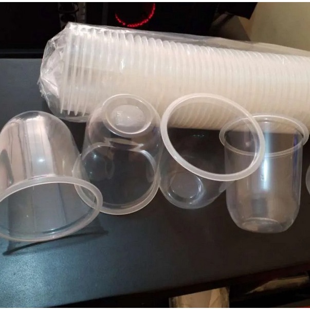 Grosir Cup Plastik Polos 14 Oz Oval / 7 Gram Bsm (Bisa Diseal)