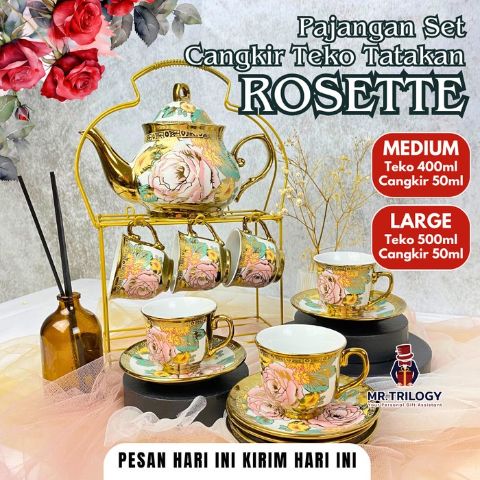 Paling Murah Hampers Cangkir Set Keramik Mewah Rosette Pajangan Set Souvenir Gelas