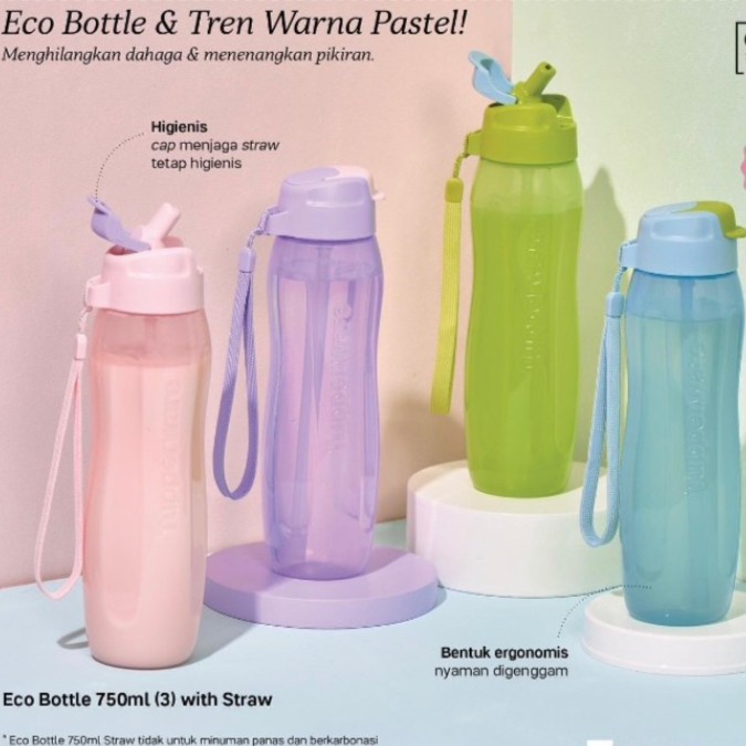 Botol Minum Tupperware Eco Bottle Straw 750ml