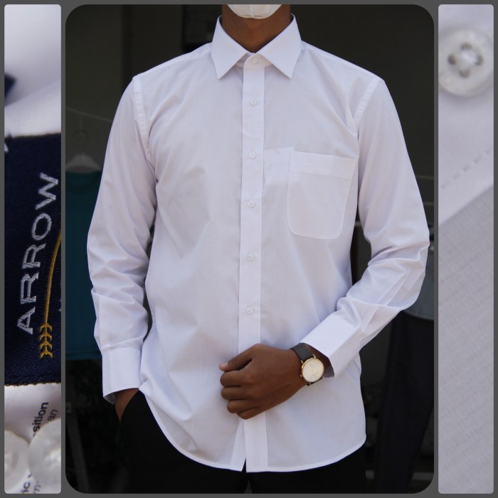 (BestSeller) Kemeja Pria Lengan Panjang Arrow 03A Reguler Putih Polos