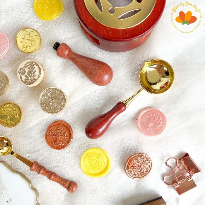 

Terbaru!! Bloomingyourdays Stempel Wax Sealed Sendok Kompor Gagang Wax Sealed Lilin Wax Pembakaran