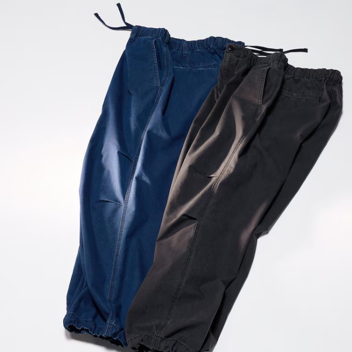 Hot Sale Uniqlo C Clare Celana Panjang Pria Parasut Fit Lebar Denim Wide Parachute Pants Dark Gray