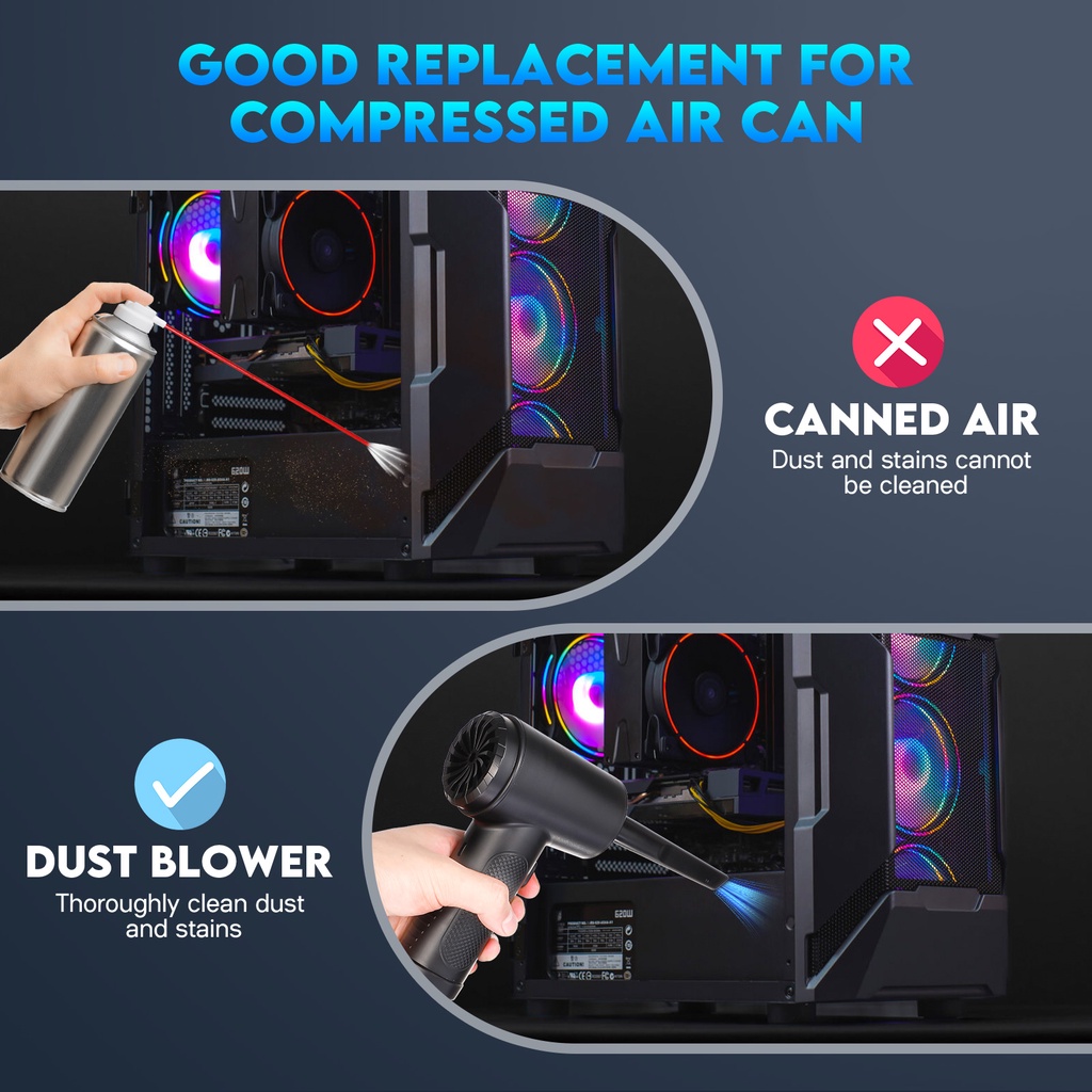 Electric Vacuum Portable Air Blower Handheld Cordless Computer Duster Blower For Keyboard Laptop