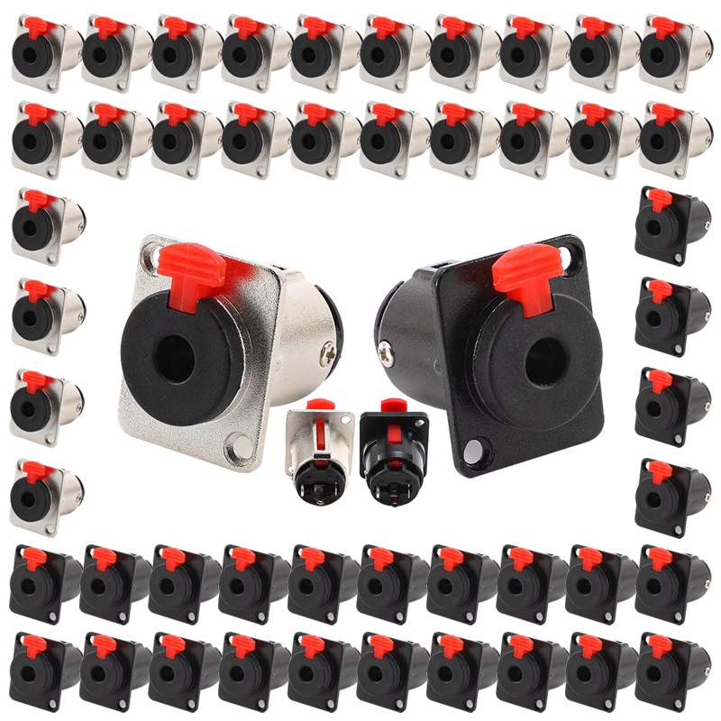 IMPORT 5/20PCS BLACK&SILVER 6.35MM PROFESSIONAL SPEAKER AUDIO JACK CONNECTOR 1/4 INCH FEMALE SOCKET