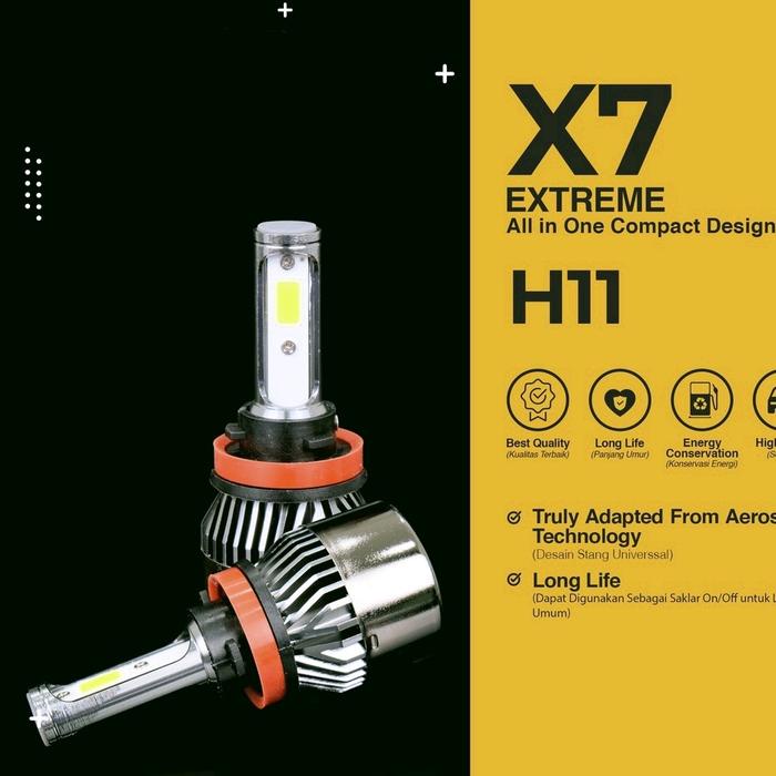 LAMPU LED MOBIL HEADLAMP FOGLAMP H11 HB3 HB4 6000K NINE LUXIMOS X7 SUPER TERANG PUTIH Car