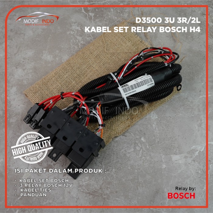 KABEL RELAY SET BOSCH LAMPU DEPAN HEADLAMP H4 MOBIL 3 RELAY ORIGINAL