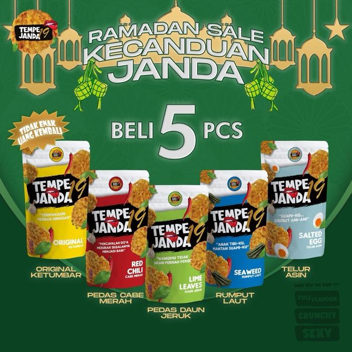 

Keripik Tempe Janda 19 Paket 5 Pcs Campur Varian Rasa Pedas Asin Gurih Tempe Chips