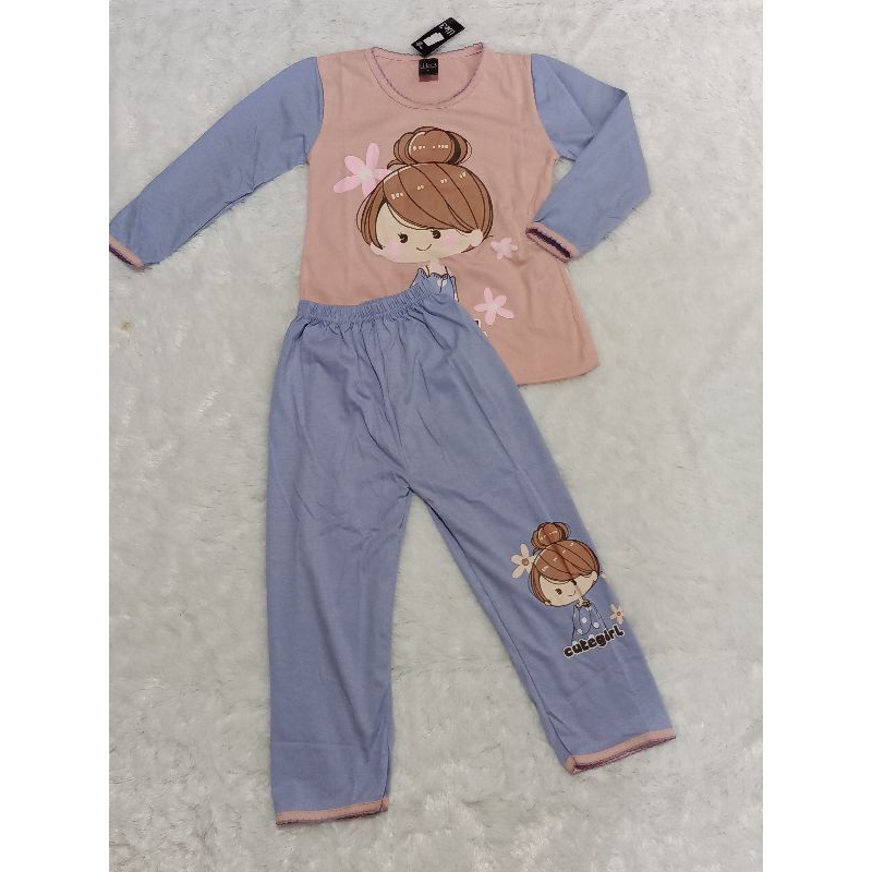 Berkualitas We3 Setelan Baju Tidur Piyama Anak Perempuan