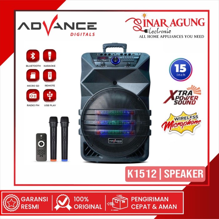 PREMIUM ADVANCE K1512 K-1512 SPEAKER BLUETOOTH KARAOKE - GARANSI RESMI