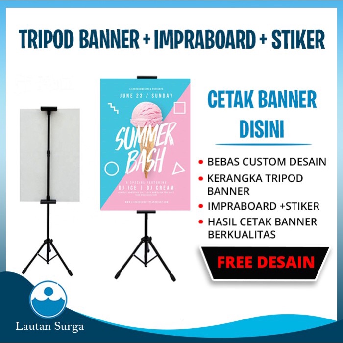 

TERBARU! Tripod Banner Plus Impraboard dan Cetak Stiker FREE Desain