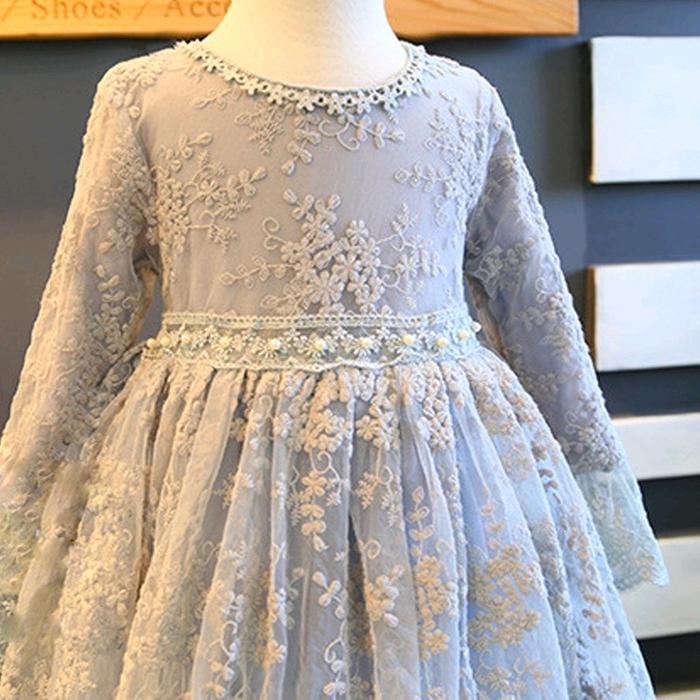 Dress Anak Perempuan Import Brokat Lace 2 - 8 Tahun Putih Bayi High Quality