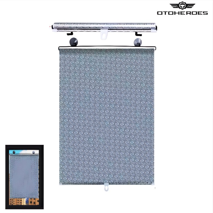 Otoheroes Tirai Gulung Penahan Sinar Matahari Jendela Rumah Kaca Mobil Sun Shade Roller Blind