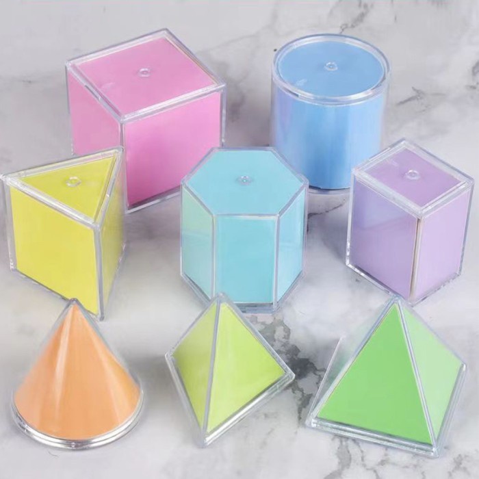Bangun Ruang Transparan Alat Peraga Matematika Mainan Edukasi Anak Kubus Silinder Kerucut Montessori