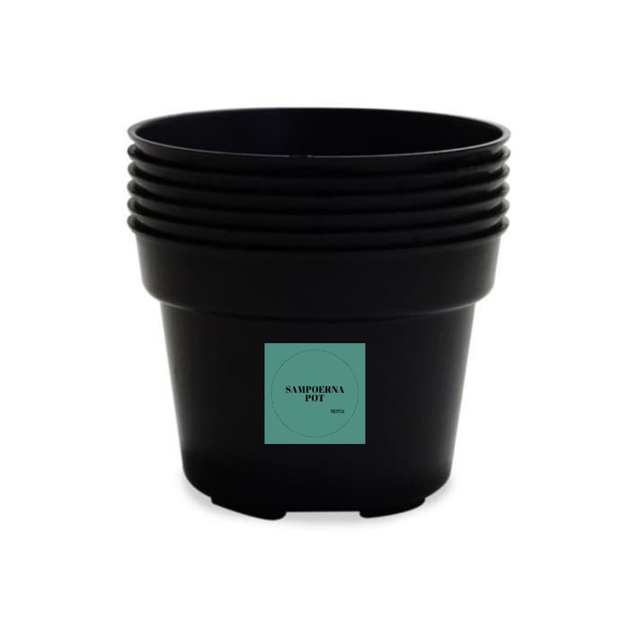 pot bunga tanaman plastik hitam 40cm