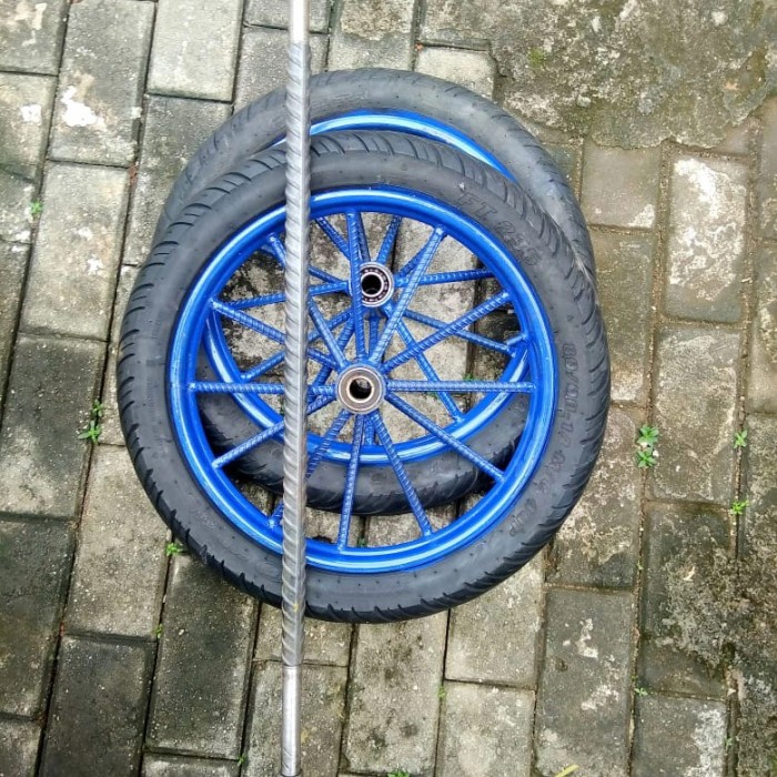 roda gerobak velg motor 14 inchi + (besi as)