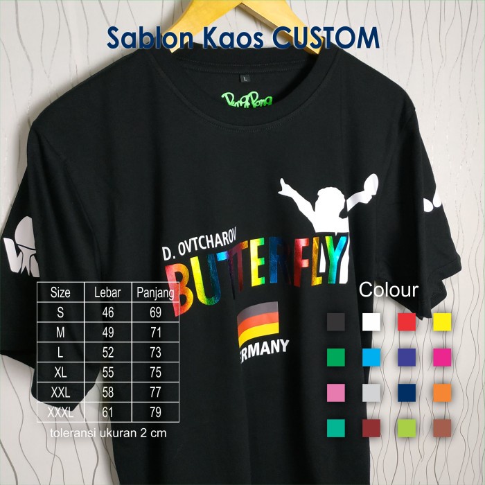 SinTShop- Kaos BUTTERFLY Lokal Pingpong Tenis Meja Rainbow
