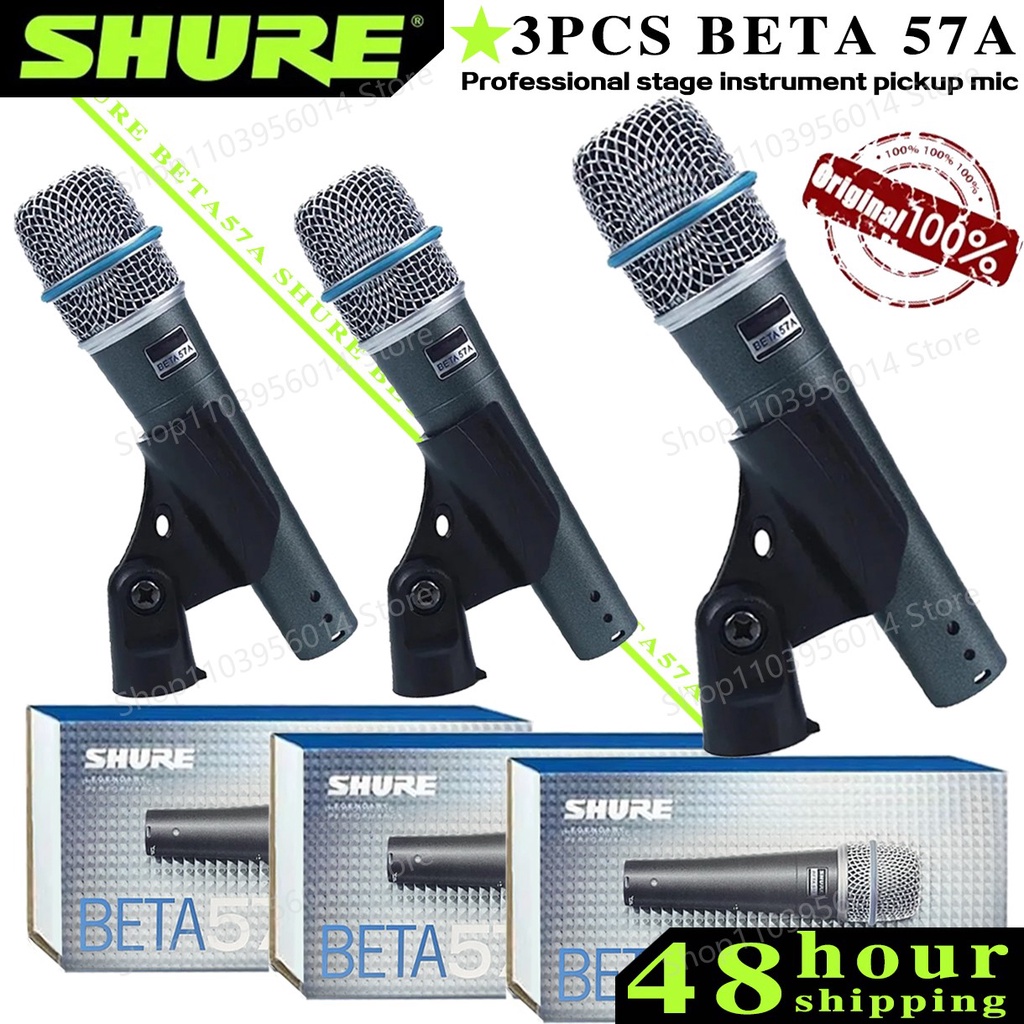 3Pcs Shure Beta 57A Wired Microphone Dynamic Cardioid Studio Home Record Handle Mic For Karaoke
