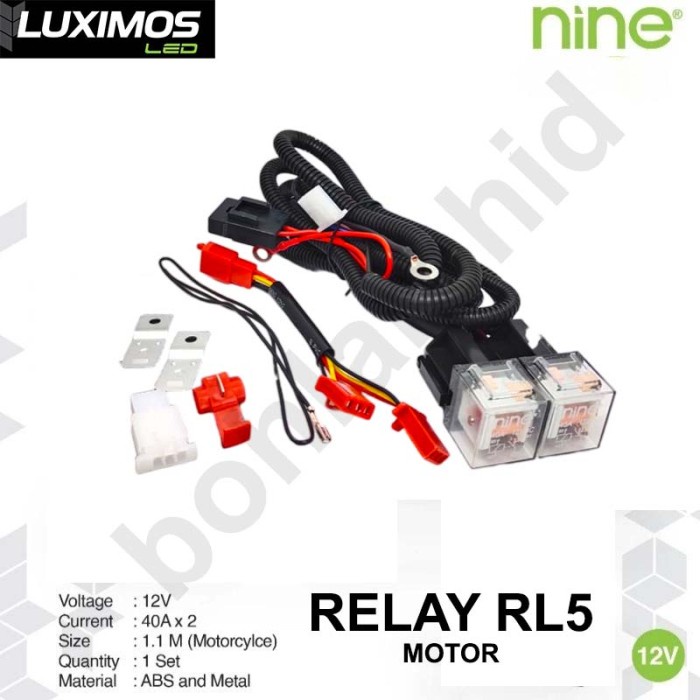 Promo Relay Lampu Tembak Motor Luminos Rl5 Lx Trix 2 X 40A Luximos Kabel Relay Set Lampu Sorot
