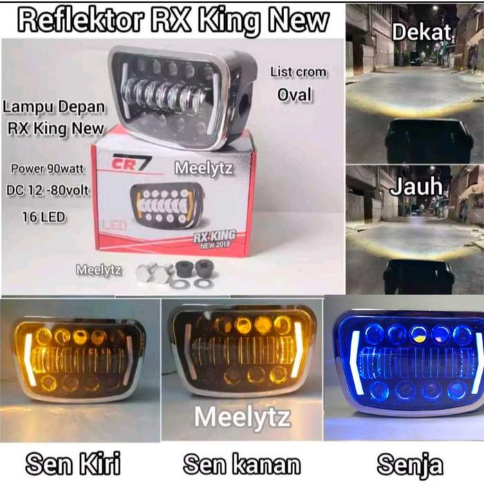 Reflektor RX King Original CR7 -Lampu Depan RX King New Tipe Oval list Chrome List