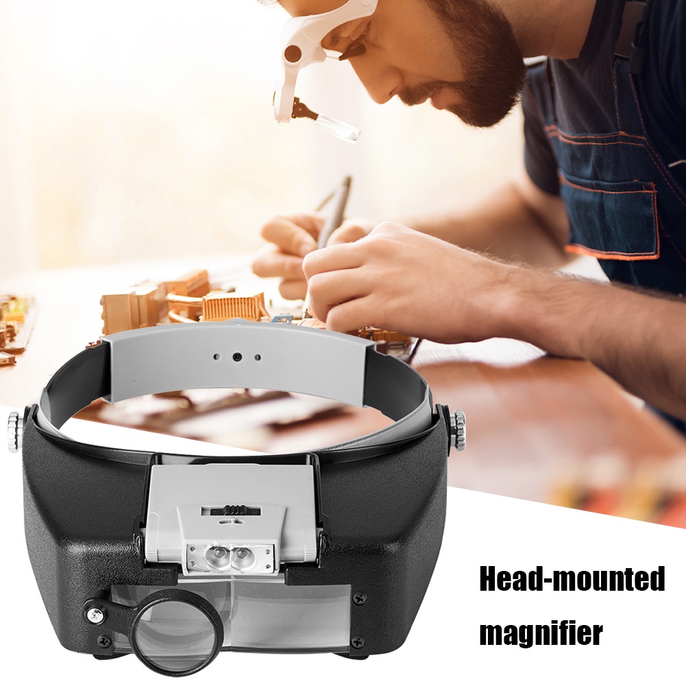 LED Light Headworn Magnifier Hands Free Headband Magnifier 1.5x 3x 8.5x 10x Adjustable Band Watch Re
