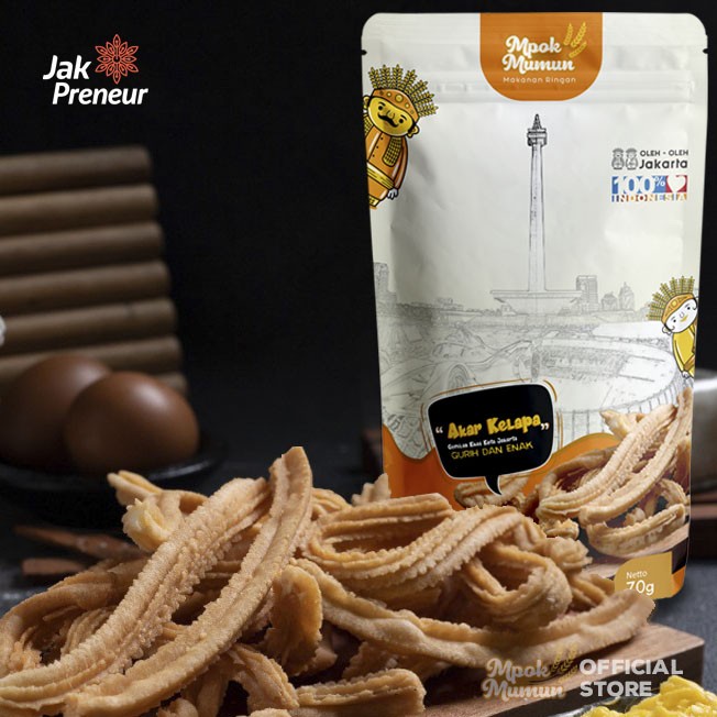 

JTTOP" OLEH OLEH DARI JAKARTA SNACK AKAR KELAPA MPOK MUMUN KHAS BETAWI