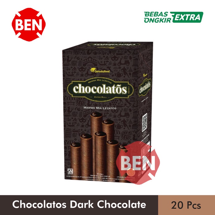 

JTTOP" CHOCOLATOS WAFER ROLL DARK CHOCOLATE 1 PAK BOX DUS 20 PCS COKLAT BESAR