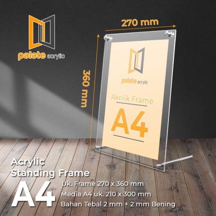 

TERLENGKAP AKRILIK FRAME / BINGKAI / DSIPLAY MEJA / ACRYLIC STANDING FRAME A4