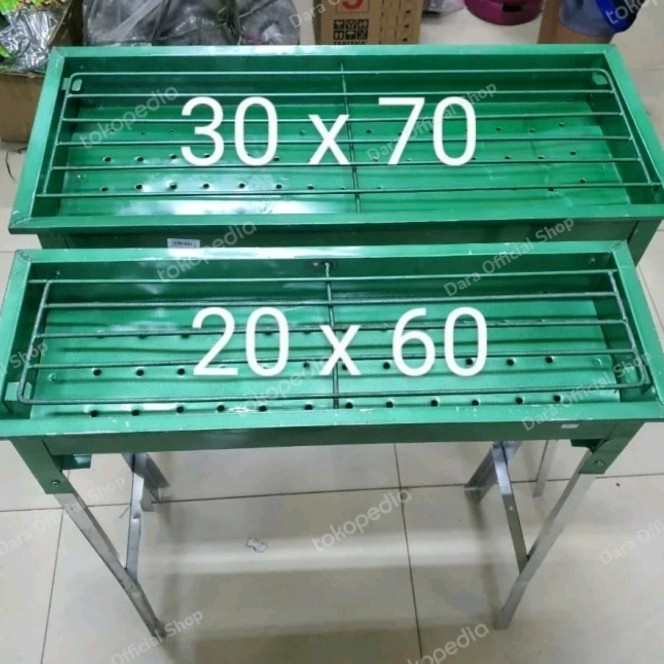 Alat Pemanggang Panggangan Arang Kaki Plat Tebal Bakaran Ikan Ayam Jagung sate Hijau - sedang serbag