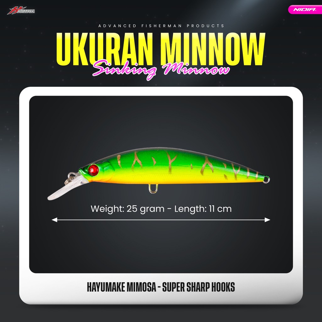 Lure Minnow Casting Trolling - Hayumake MIMOSA Sinking Lure 28 Gram