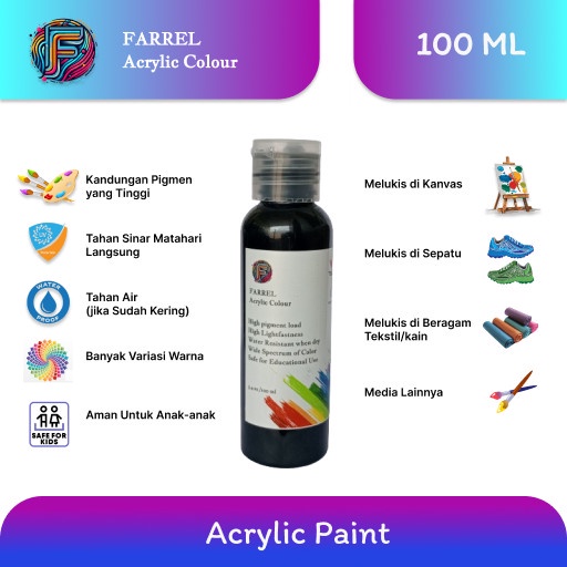 

TERBAIK Cat Akrilik / Lukis / Kanvas / Mural Farrel Acrylic Paint Colour 100ml