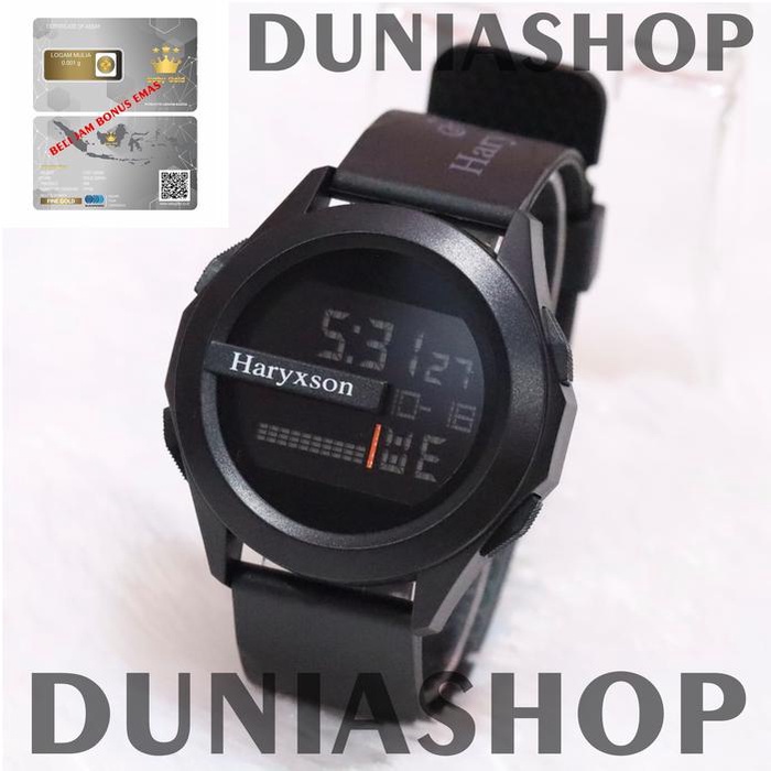 ( Bonus Emas ) Jam Tangan Pria Fashion Plat Digital Anti Air Rubber