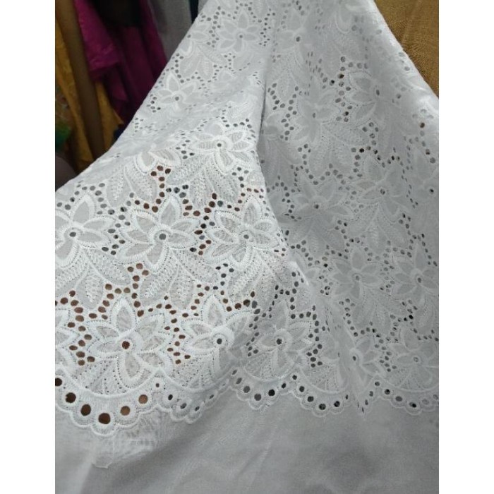 ..... Bf Kain/Bahan Katun Bordir Putih Bw