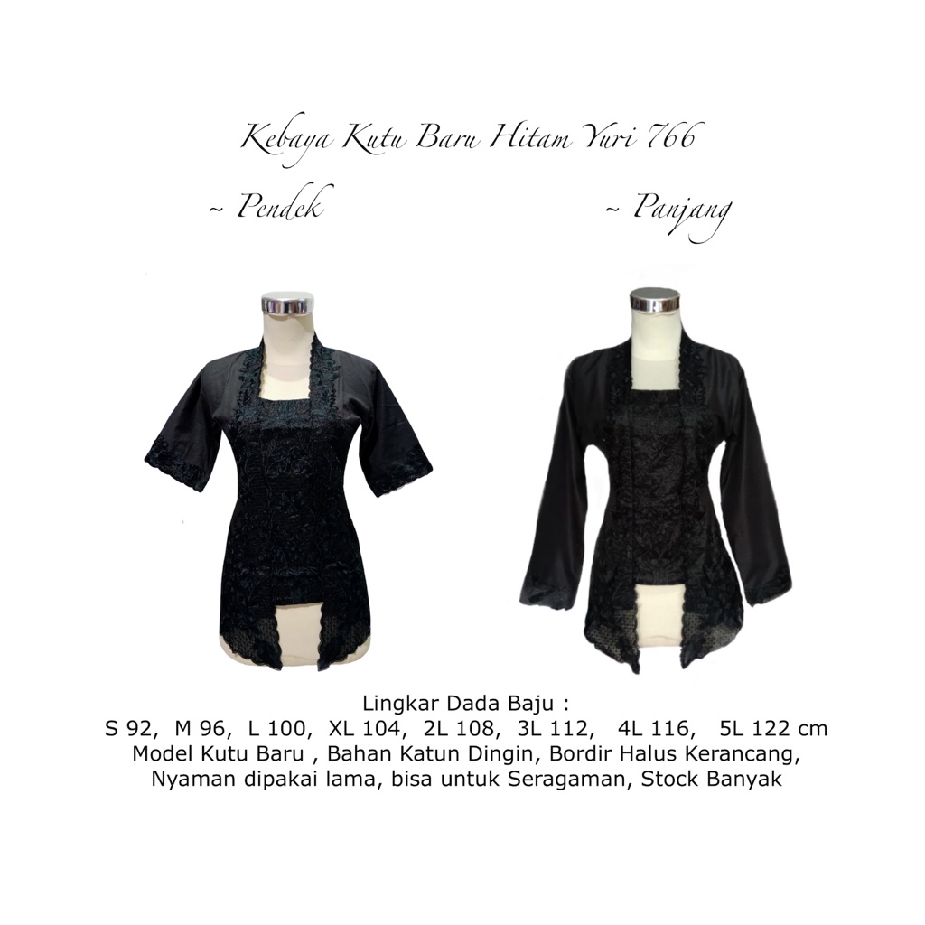 PROMO / Kebaya Kutu Baru Bordir Hitam Yuri 766