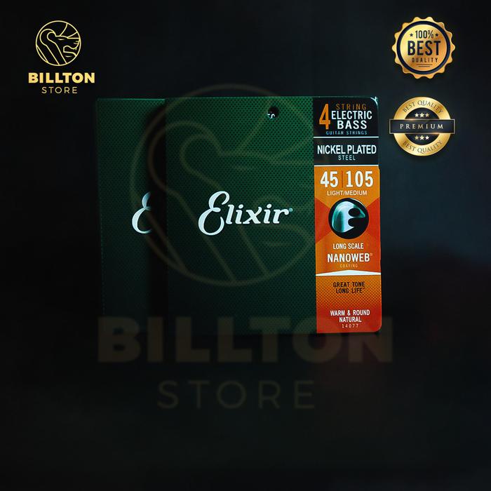 SENAR BASS ELEKTRIK ELIXIR 4 STRING NICKEL PLATED STEEL NANOWEB 45/105 LIGHTMEDIUM