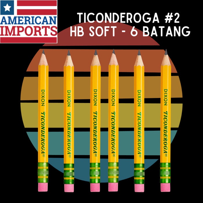 

[Ori Usa] 6 Batang Ticonderoga Pencils No. 2 (Hb) Soft