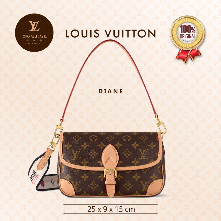 100% originalLV Louis Vuitton Tas baguette DIANE presbyopic klasik, tas ketiak, tas selempang wanita