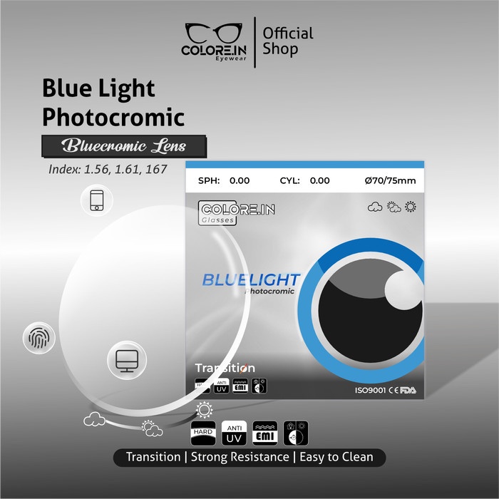 Ready Lensa Minus ABR PGX/Anti Radiasi Blueray Photocromic Colore.in L004-1