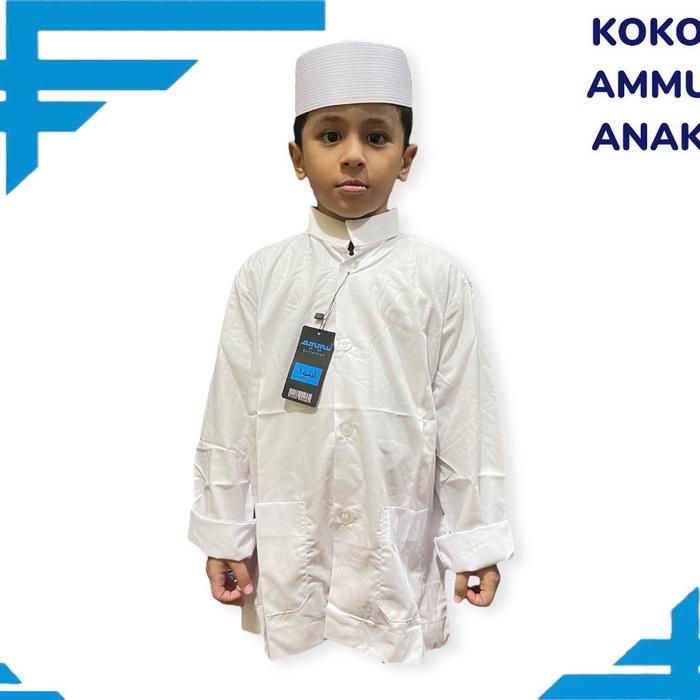 Baju Koko Ammu Anak Pakaian Muslim Anak Laki Couple Panjang Tanggung Peci