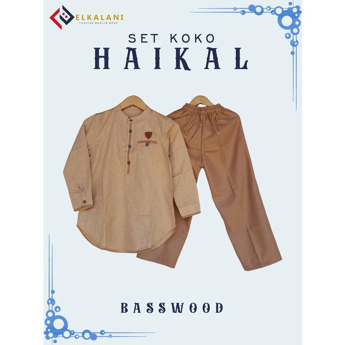 Kurta Haikal Setelan Kurta Anak Lengan Panjang Manset Usia 4-13 Tahun
