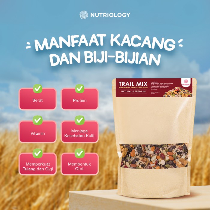 

[dch] - Trail Mix Nutriology 500Gr - Roasted Nuts, Seeds, & Dried Fruits