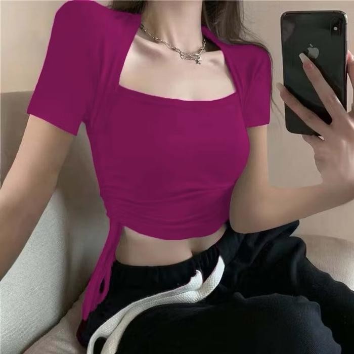 NADYA TOP Serut Lengan Pendek Wanita Atasan Wanita Fashion